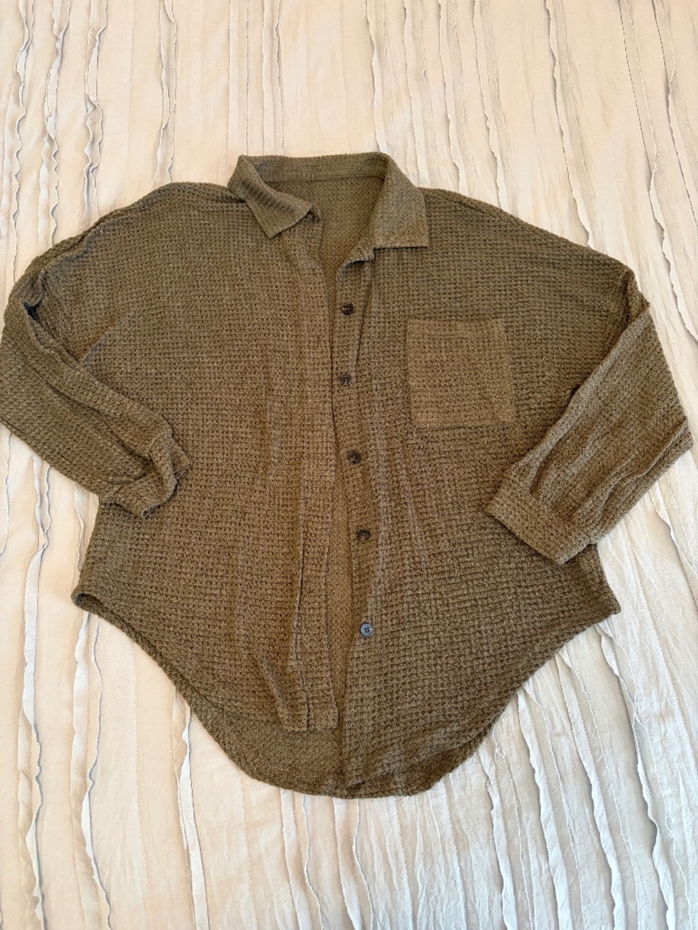 Beaully Waffle Knit Button Down | Size M
